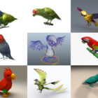 12 Realistische papageienfreie 3D-Modellsammlung