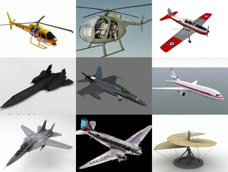 Verzameling van 12 realistische vliegtuigen gratis 3D-modellen – week 2020-46