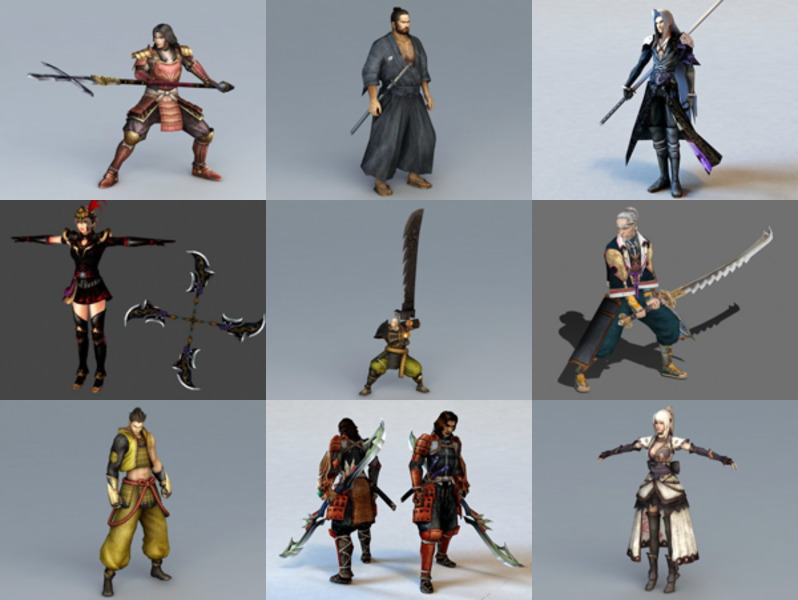 12 Samurai Warrior gratis 3D-modellsamling – vecka 2020-45