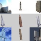 12 skyskraber tårn gratis 3D-modeller samling