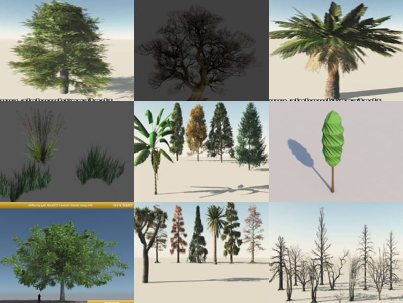 12 Tree Pack Gratis 3D-modellencollectie - Week 2020-46