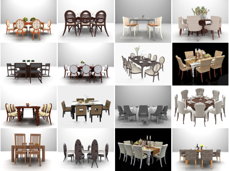 Коллекция бесплатных 20D-моделей из 3 обеденных столов - неделя 2020-45