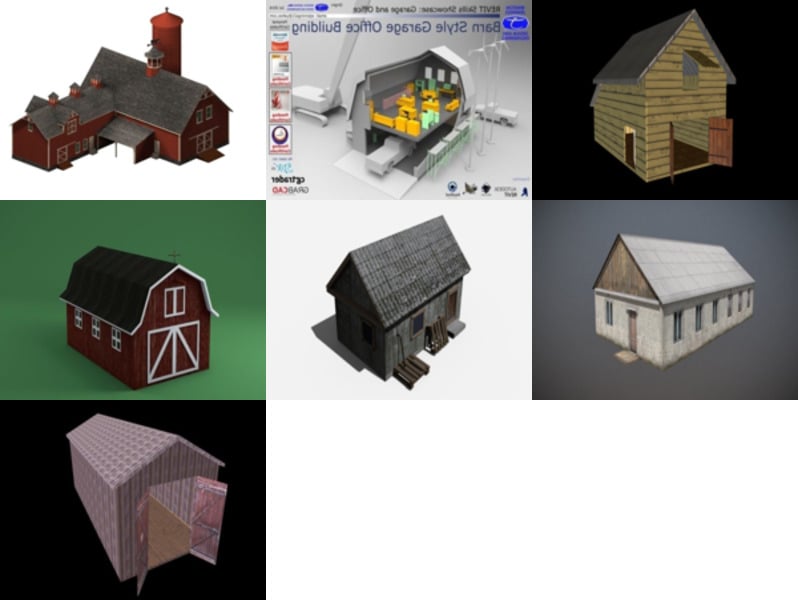 7 Barn Houses Gratis 3D-modellencollectie