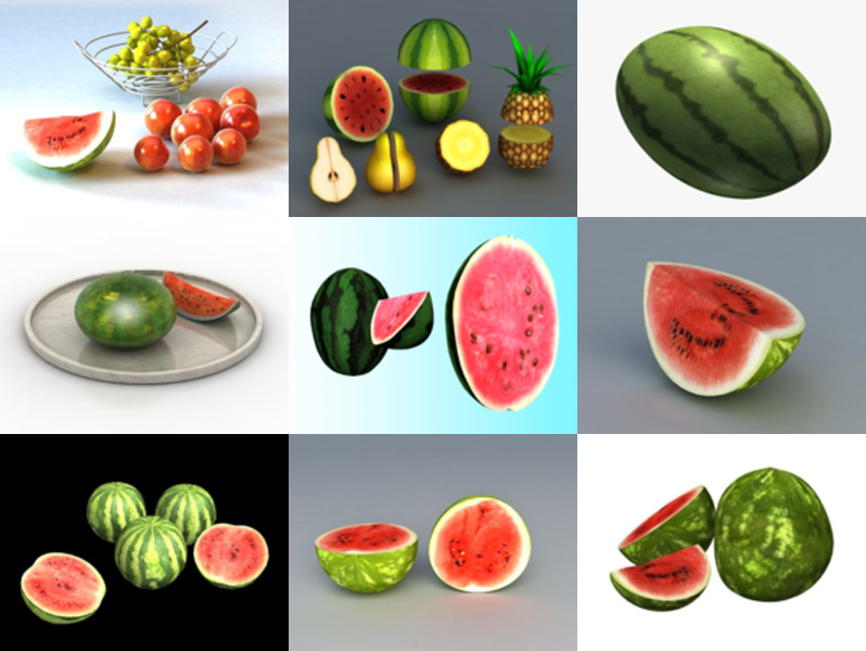 9 Realistiske vannmelon 3D-modeller