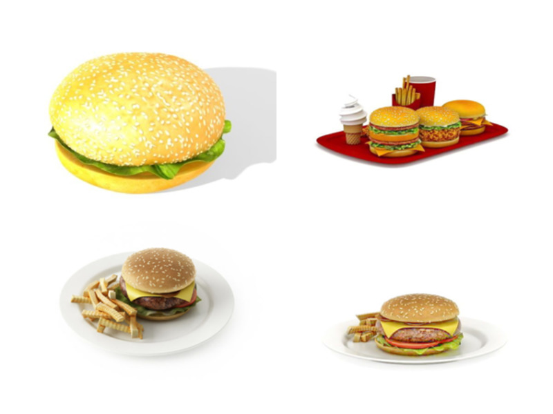 Coleção de modelos 3D grátis de hambúrguer realista