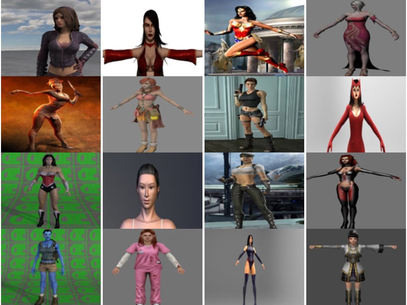 30 Высокое качество OBJ Бесплатные 3D модели персонажей: реалистичная красивая девушка, женщина, женщина
