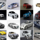 20 fichiers Best of Realistic Car Free 3D Models 2021: BMW i8, M3 - Audi Q7, Q5 - Porsche 911, Cayenne, Macan - Mercedes SL500, G63