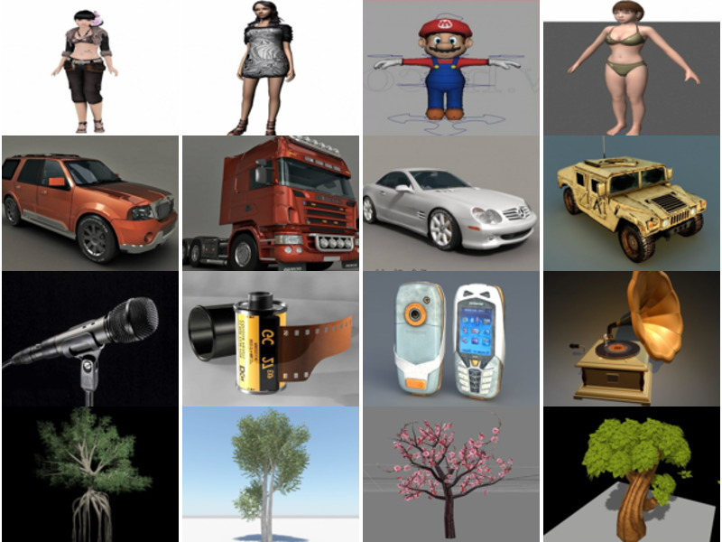 Top 20 Maya Modelos 3D gratuitos 2020: personaje, vehículo, electrónico, árbol, edificio