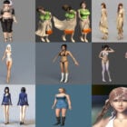 Download 10 Beautiful Girl Character 3D Models: Beauty Young Girl with Rigged, Underwear Girl, Bikini Girl, Housemaid, Police, Final Fantasy, Preppy Girl…