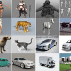 20 Files 3ds Max Free 3D Models: Character Girl, Realistic Animal, Realistic Car, Building