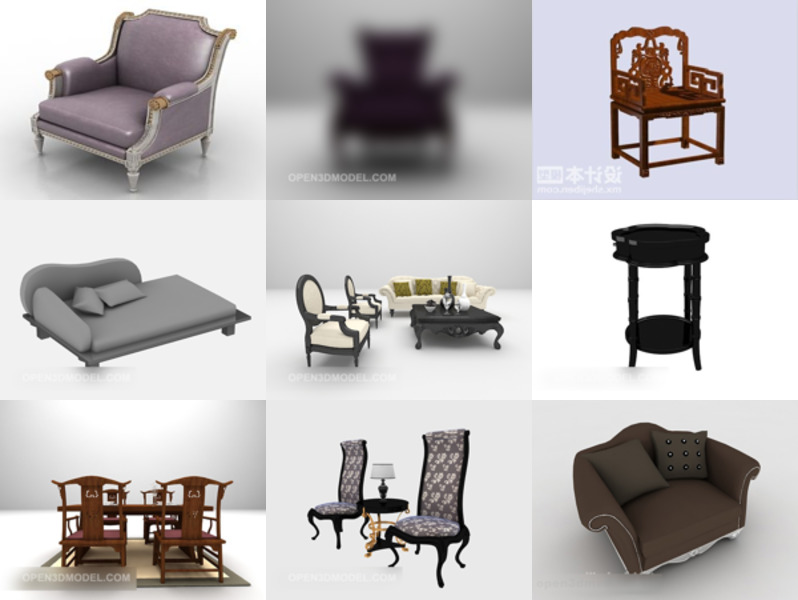 12 Antique Chair Free 3D Models for Living Room