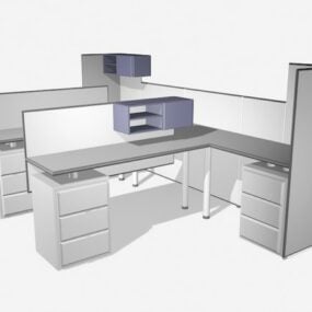 दराज के साथ क्यूबिकल डेस्क कार्यालय फर्नीचर 3डी मॉडल