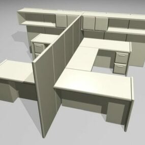 Cubicle Workstations Two Person 3d model