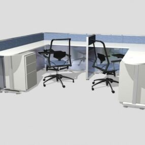 Two Person Office Cubicle 3d model