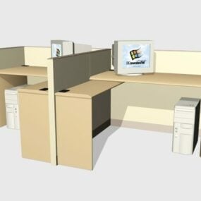 Two Person Office Desk Workspace 3d model