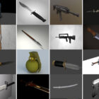 30 Free Blender Weapon 3D Models – Gun, Knife, Sword