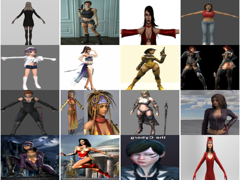 30 Girl Character Free 3D Models OBJ Files Collection