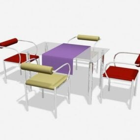 Szklany stół do jadalni 5 Ustaw model 3D