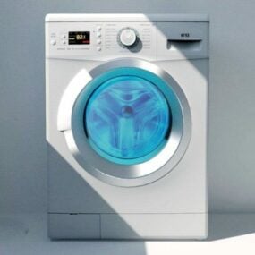 Keskikokoinen edestä täytettävä pesukone 3D-malli