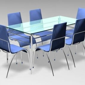 7 Piece Glass Dining Room Set 3d model