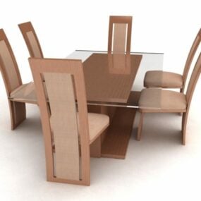 Conjunto de móveis de jantar de 7 peças modelo 3D