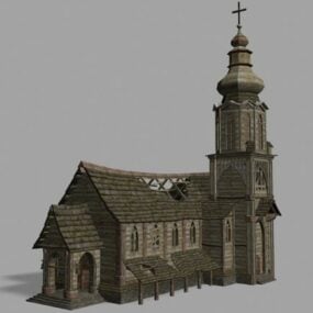 Église catholique abandonnée modèle 3D