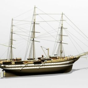 Navire marin goélette médiévale modèle 3D