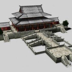 Modello 3d dell'antico palazzo cinese