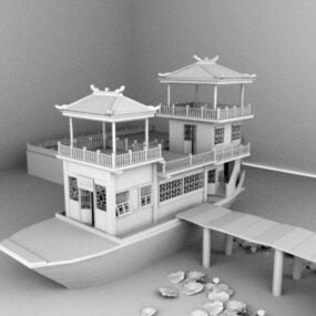 Muinaisen Kiinan laivan 3d-malli
