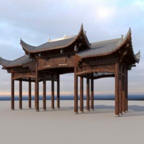 مدل سه بعدی دروازه چینی باستانی Paifang