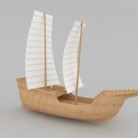 مدل سه بعدی کشتی تجاری باستانی چوبی