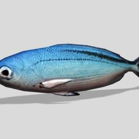 Blå fisk Rigged 3d modell