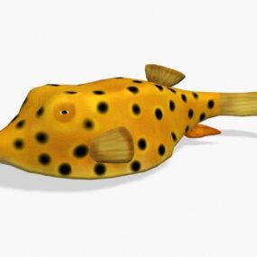 โมเดล 3 มิติแบบเคลื่อนไหว Boxfish สีเหลือง