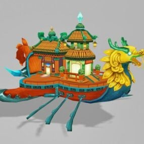 3d модель китайського аніме-човна-дракона
