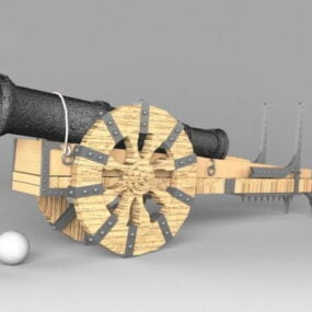 نموذج المدفع القديم ثلاثي الأبعاد