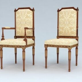 Antique Dining Chairs Set 3d model