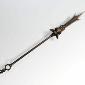 Modello 3d di arma antica con spada alabarda