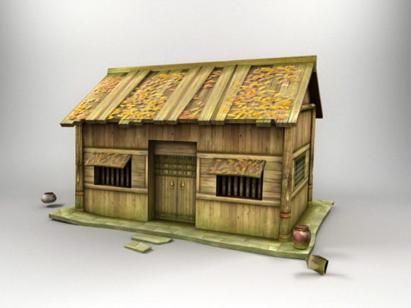 中世の丸太小屋の家