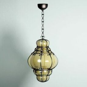 Antique Colonial Style Brass Chandelier 3d model