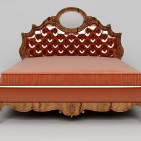 Antikes Queen-Size-Bett aus Holz, 3D-Modell