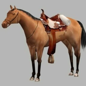 सैडल वाला सुंदर घोड़ा 3डी मॉडल