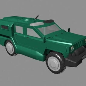 Model 3d Jeep Berwarna Hijau Berperisai