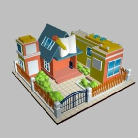 ポリゴン漫画の家3Dモデル