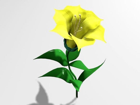 Beautiful Low Poly Yellow Flower