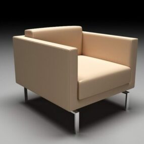 Beige Leather Club Armchair 3d model