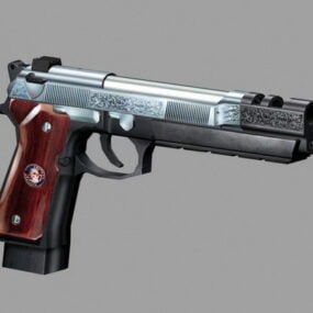 Beretta 92 Wood Grips Gun model 3d