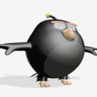 Pájaro enojado de la bomba negra