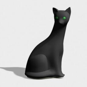 Estatua de gato negro modelo 3d