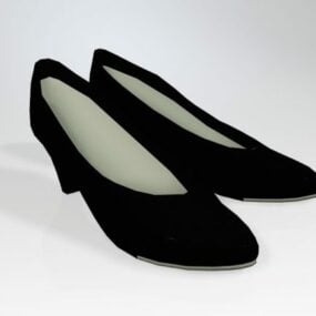 Black Flat Dress Shoes 3d model
