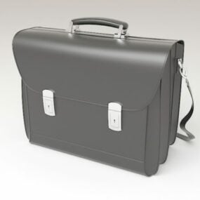 Чорний шкіряний портфель 3d модель